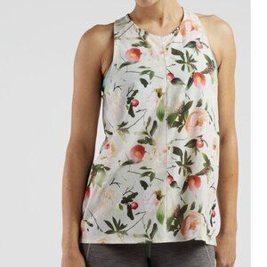 Oiselle Sweat Test Racerback Sleeveless Tank Top Floral Ivory 6